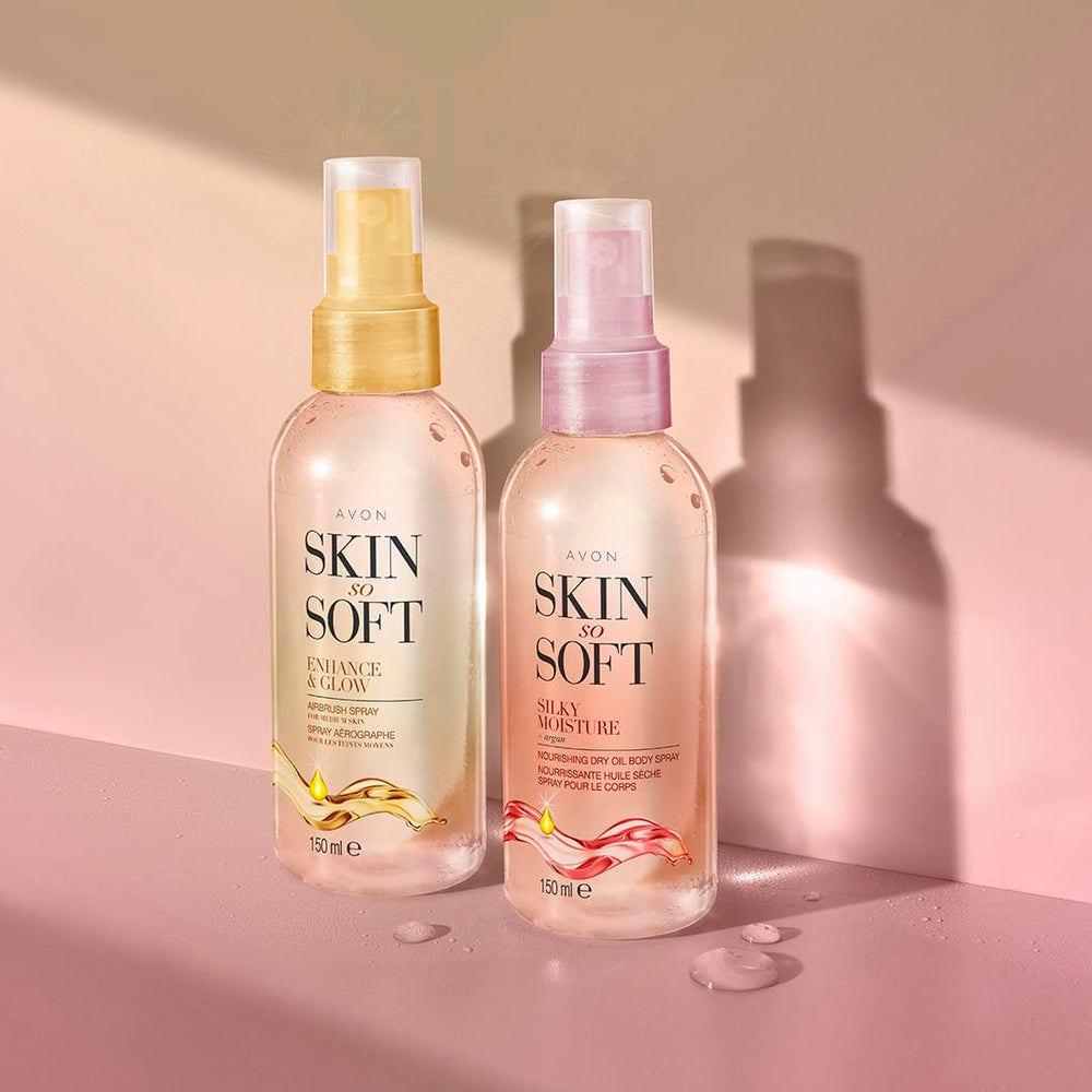 AVON Skin So Soft with argan oil nourishes and softens dry skin.