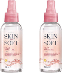 AVON SKIN SO SOFT bottle front shows nourishing hydration for daily use