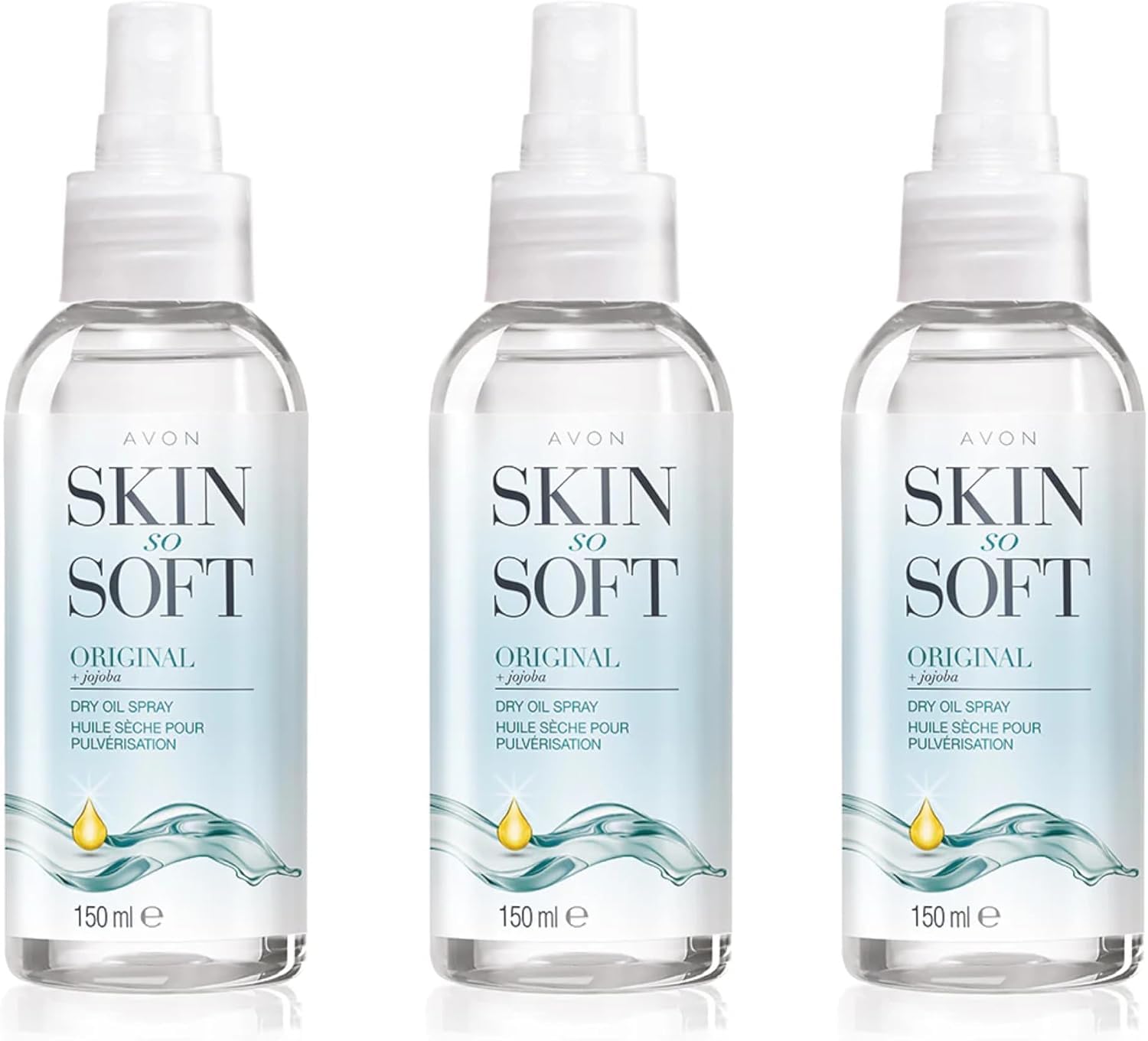 Soft, hydrated skin after applying AVON Skin So Soft Original Dry Oil Spray.