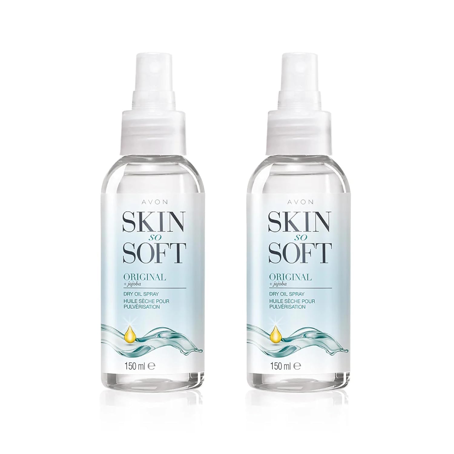 Avon Skin So Soft Original Dry Oil Spray 150ml two-pack for smooth, hydrated skin
