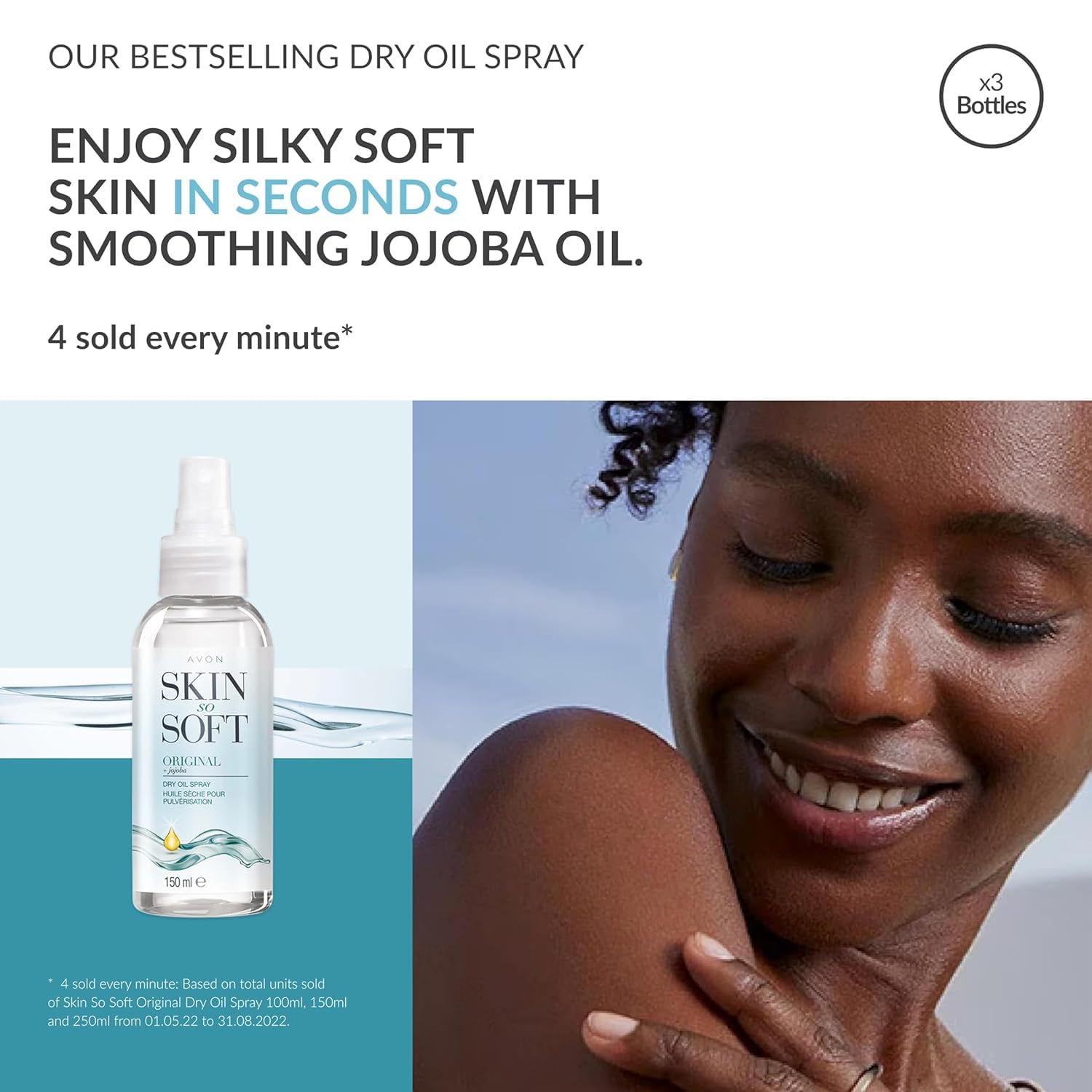 Close-up of spray application on skin highlighting quick absorption.