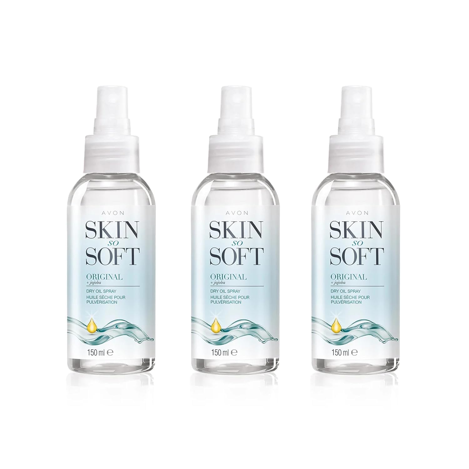 AVON Skin So Soft Original Dry Oil Spray bottle for easy, non-greasy moisturization.