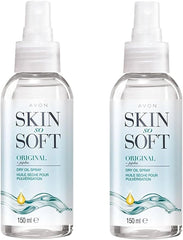 Fine mist from AVON Skin So Soft spray nozzle for quick absorption