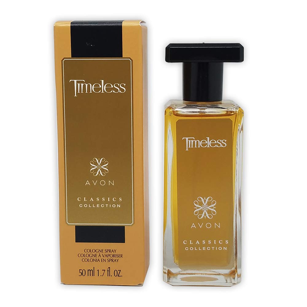 AVON Timeless bottle close-up showing elegant design and premium fragrance