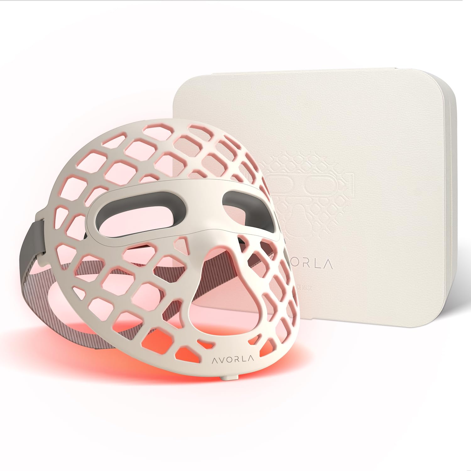 Avorla LED face mask front view for at-home light therapy sessions