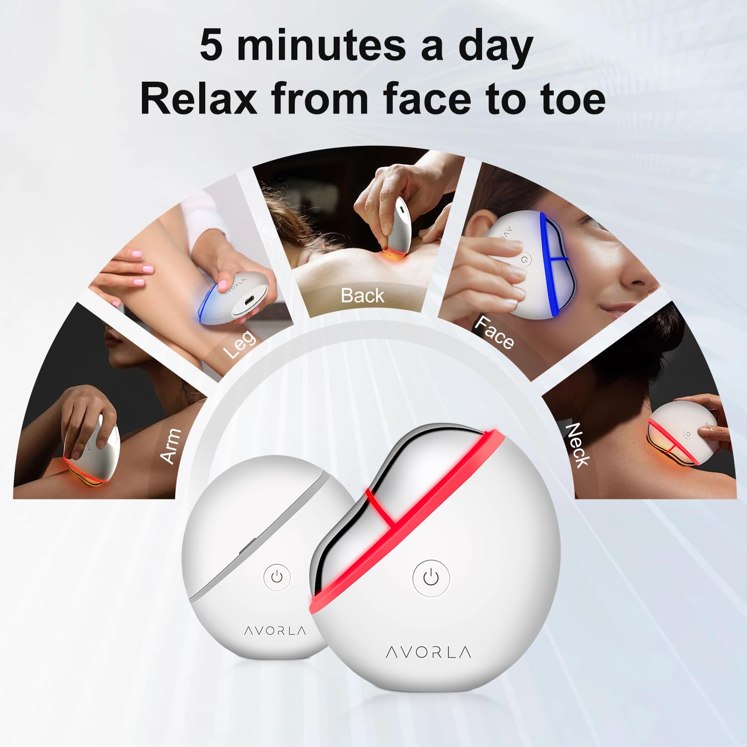 Avorla LED Gua Sha supports a quick 5 minute facial routine on the go