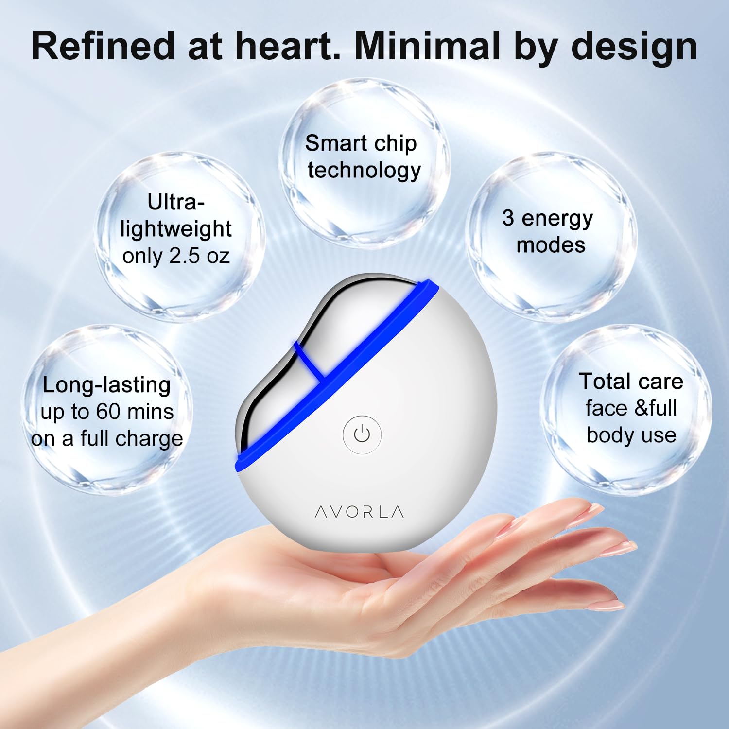 Avorla LED Gua Sha rechargeable design is lightweight and portable