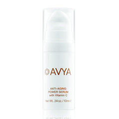 Avya Skincare Anti-Aging Power Serum bottle in travel size for on-the-go care.