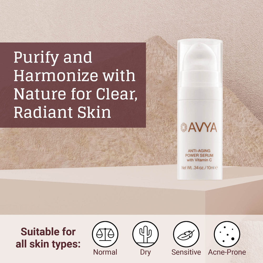 Avya Skincare Brightening glow on the skin suggests radiant, even-toned complexion.