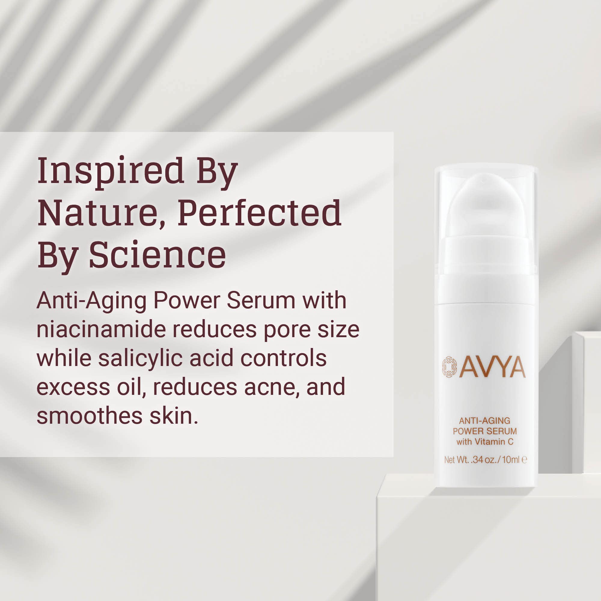 Avya Skincare Serum texture on skin highlights silky, hydrated look.