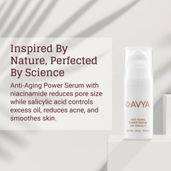 Avya Skincare Serum texture on skin highlights silky, hydrated look.