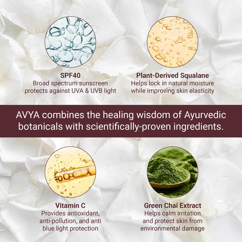 AVYA tinted moisturizer application showing breathable, dewy finish