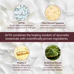 AVYA tinted moisturizer application showing breathable, dewy finish