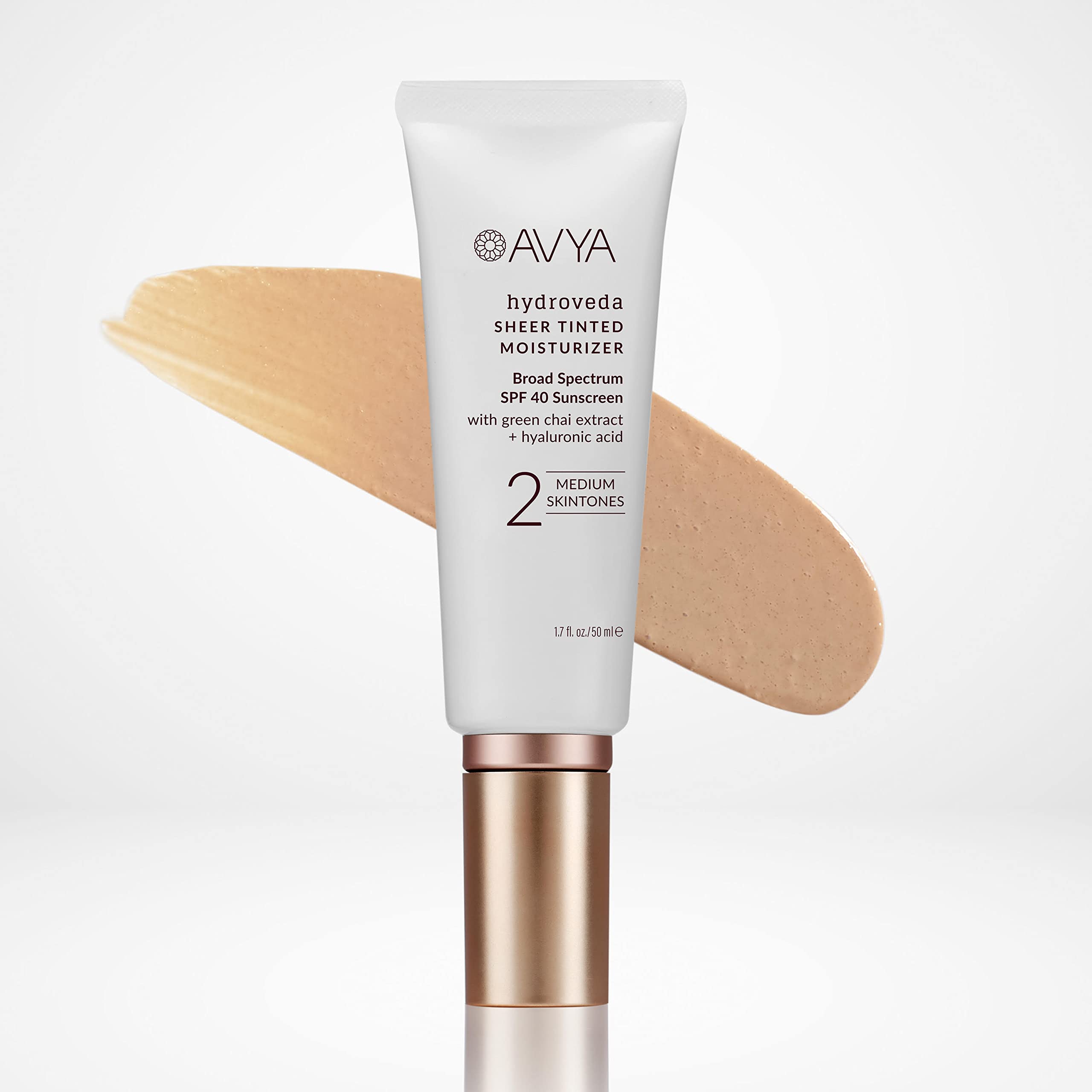 AVYA SPF 40 bottle with sheer tint and sun protection for daily wear