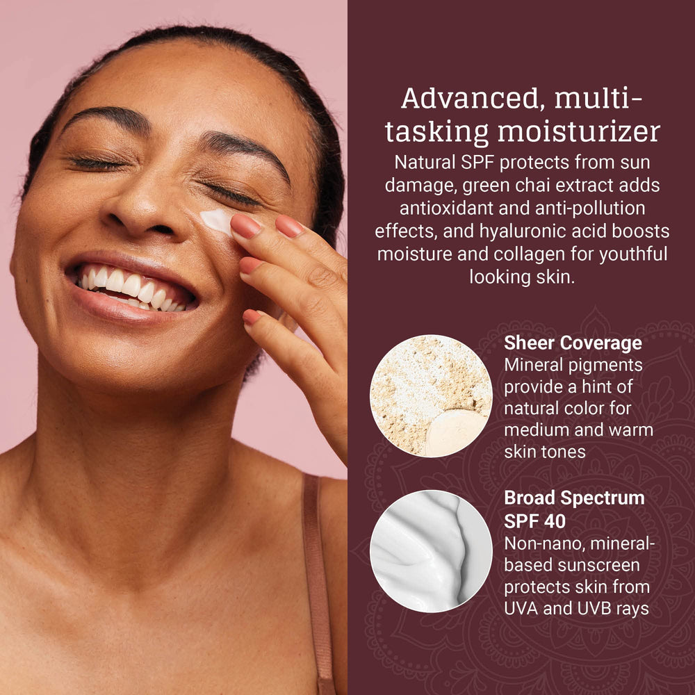 AVYA green chai swirl highlighting radiance and calm complexion