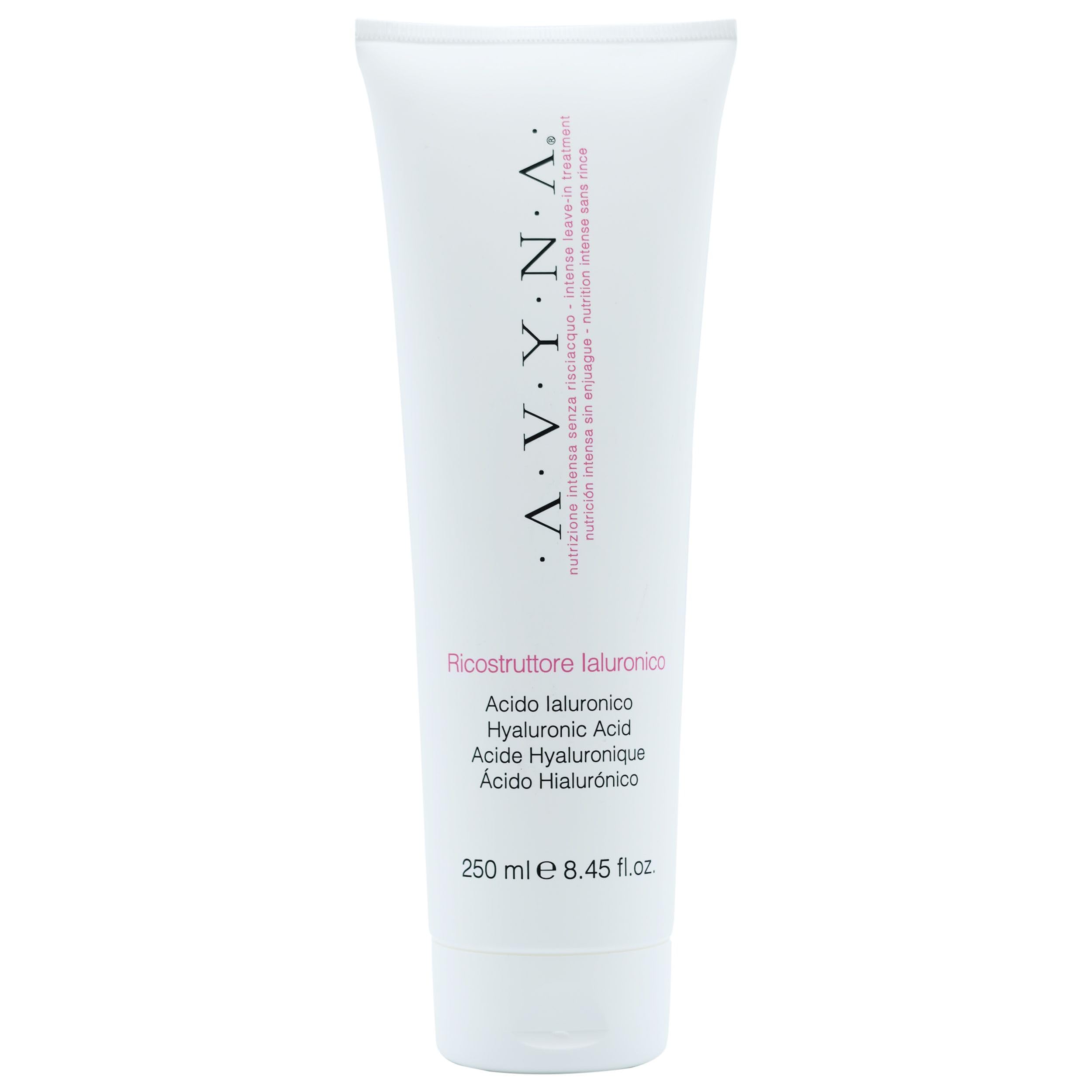 Avyna leave-in reconstructing bottle showing deep hydration potential.