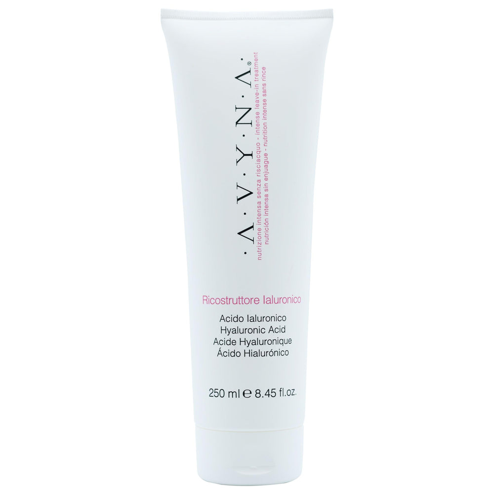 Avyna leave-in reconstructing bottle showing deep hydration potential.