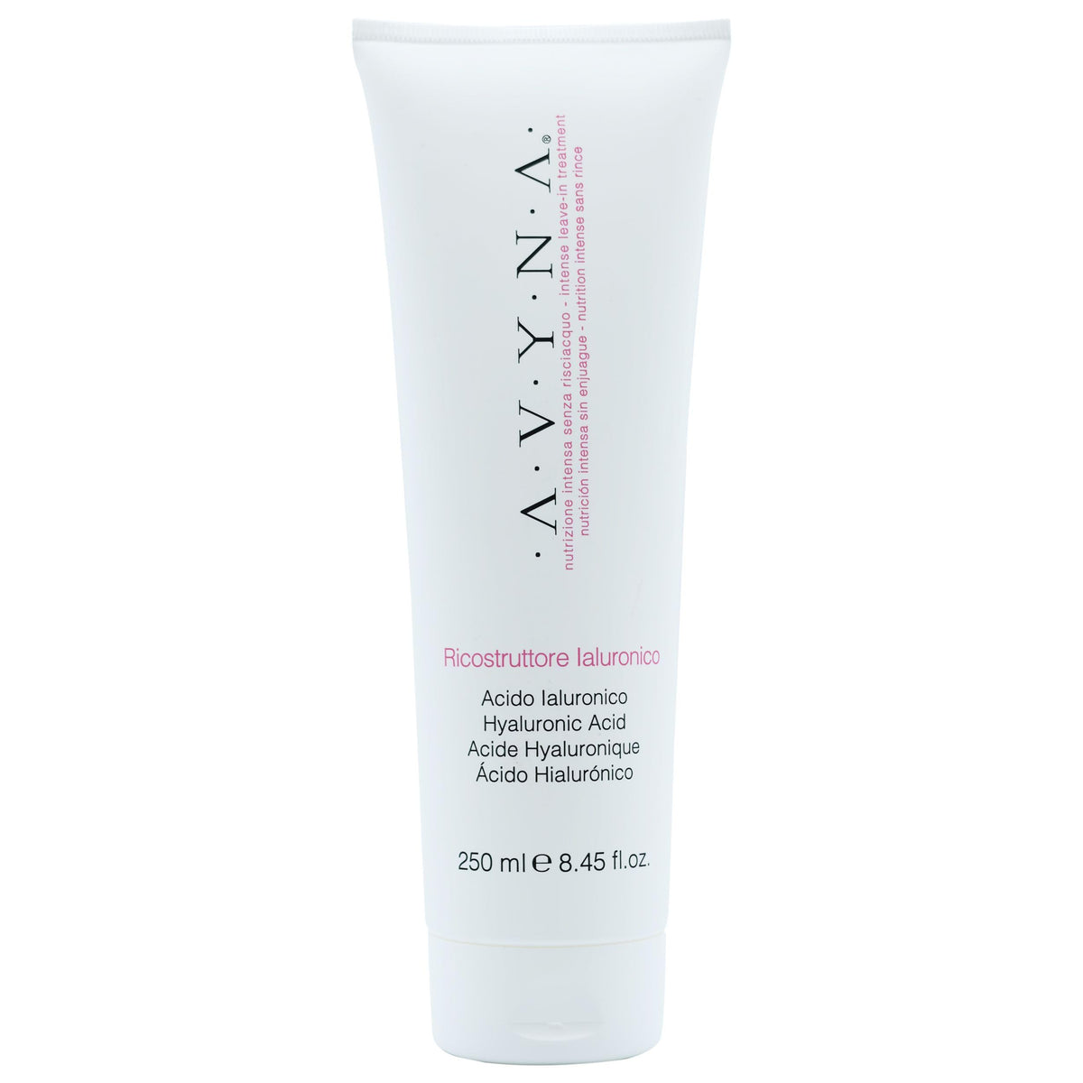 Avyna leave-in reconstructing bottle showing deep hydration potential.