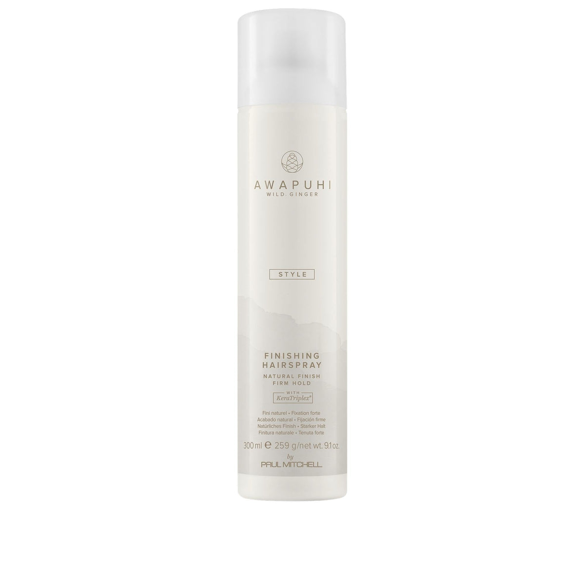 Awapuhi Wild Ginger finishing spray bottle with fast-drying, humidity-resistant hold.