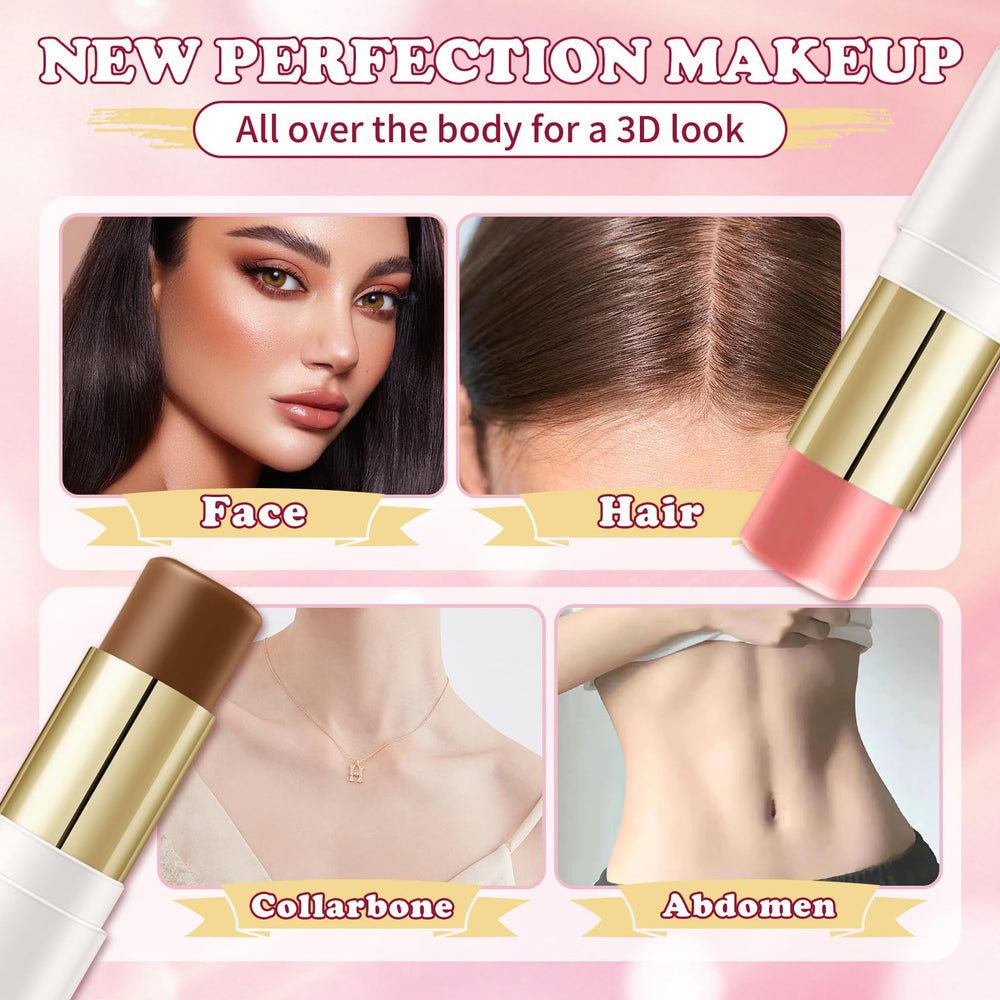 Application demonstration for multiuse contour on cheeks, eyes, and lips