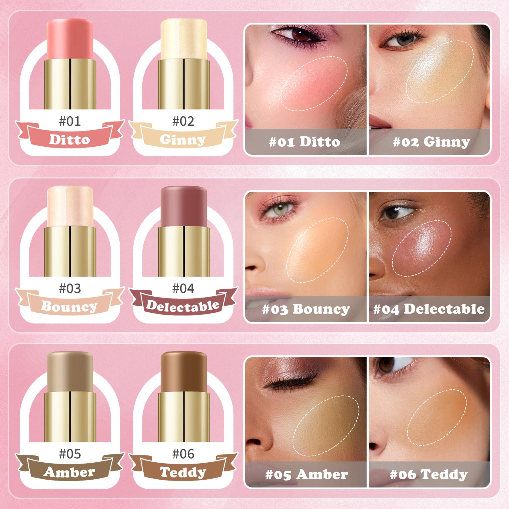 AWCCXMYM dual-ended sticks with blush, highlighter, and bronzer swatches