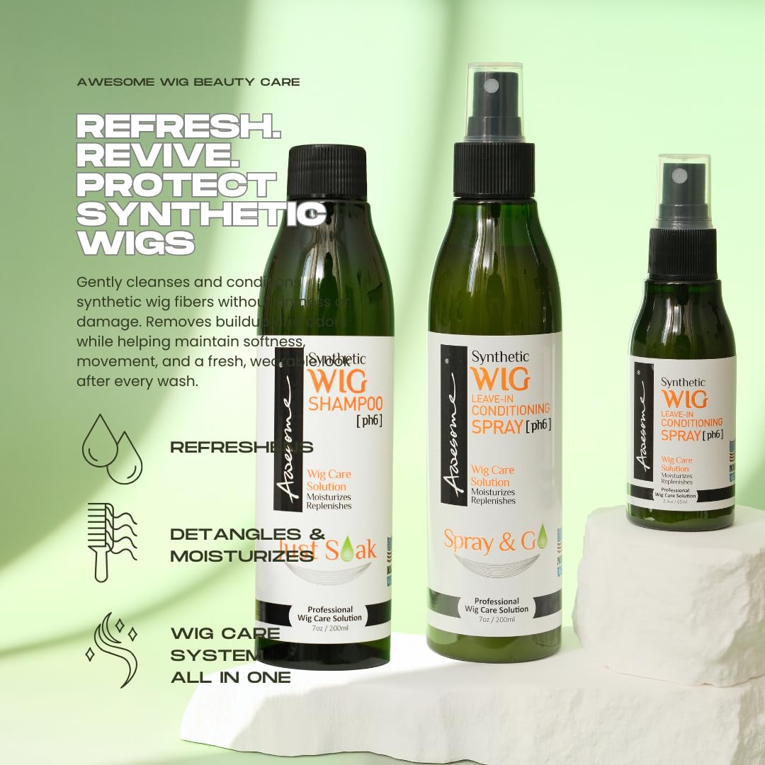Awesome Wig Shampoo highlights coconut oil for moisture in wig fibers.