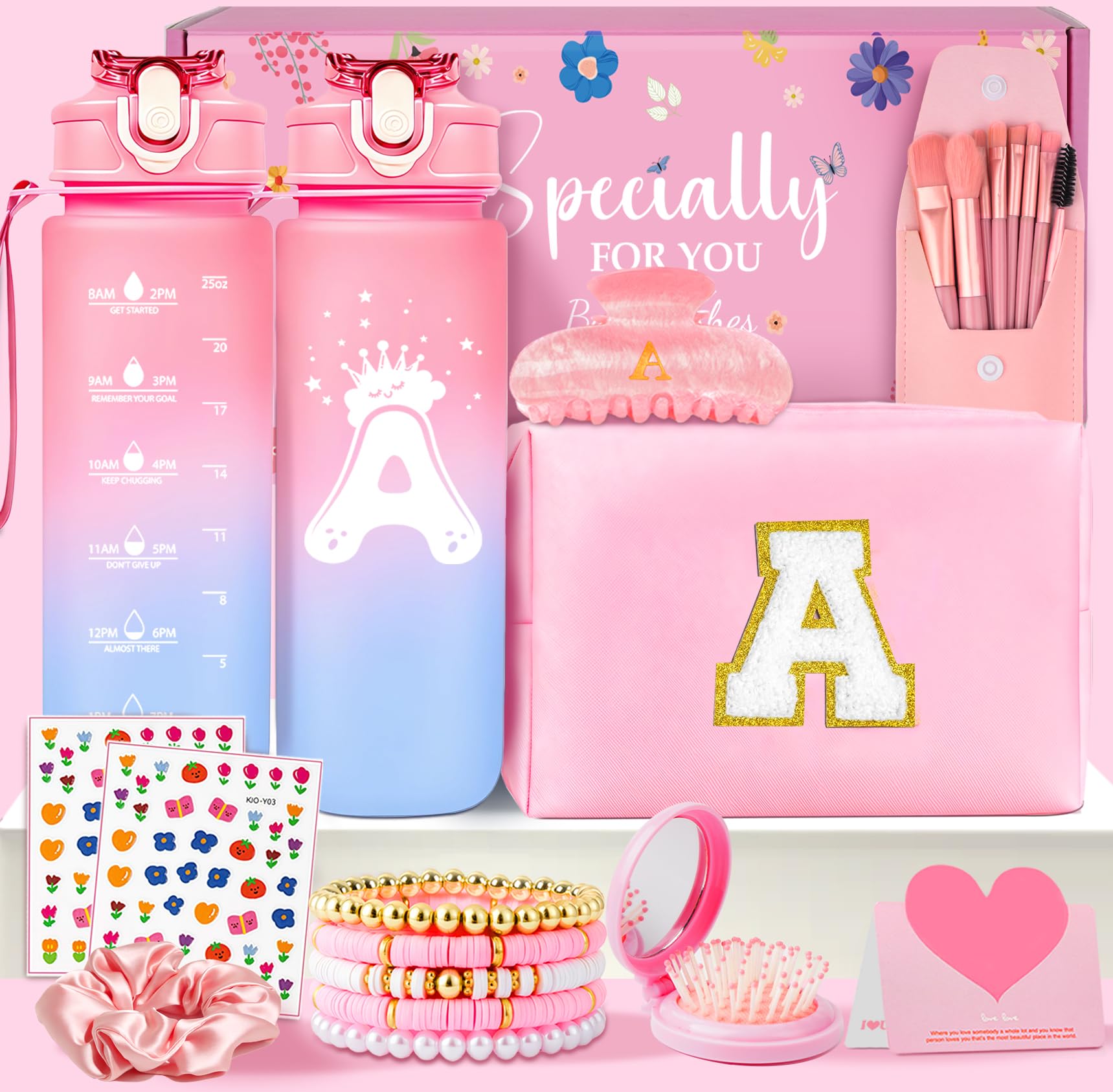 Awfrky initial makeup bag pink monogram for organized travel