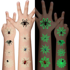 AWINMAY luminous spider tattoos glow in the dark, perfect for kids' Halloween costumes.