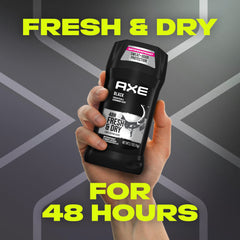 AXE Black antiperspirant stick with frozen pear cedarwood scent for dryness.