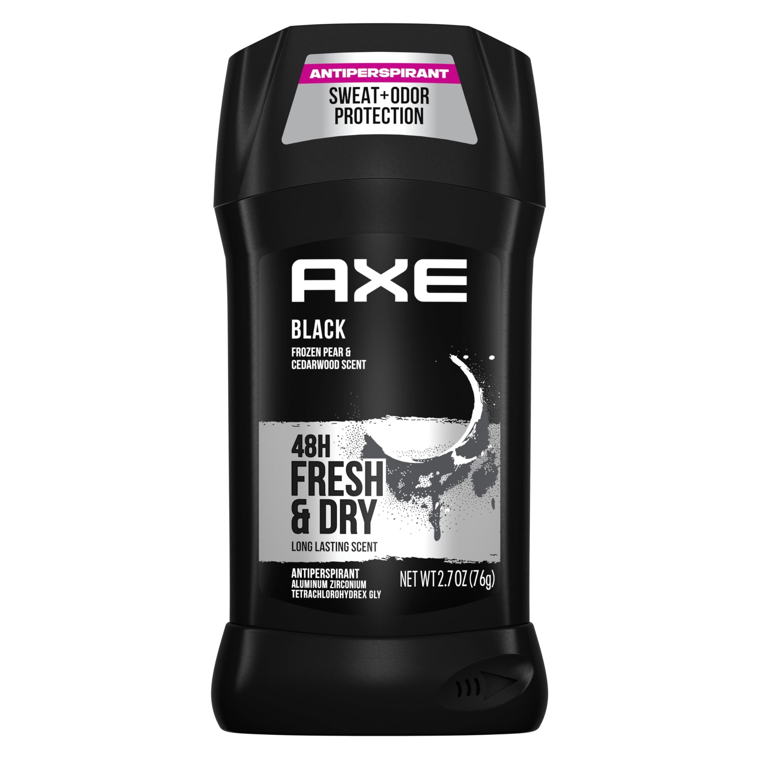 AXE Black antiperspirant stick four-pack for long-lasting freshness.