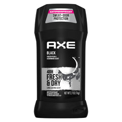 AXE Black antiperspirant stick four-pack for long-lasting freshness.