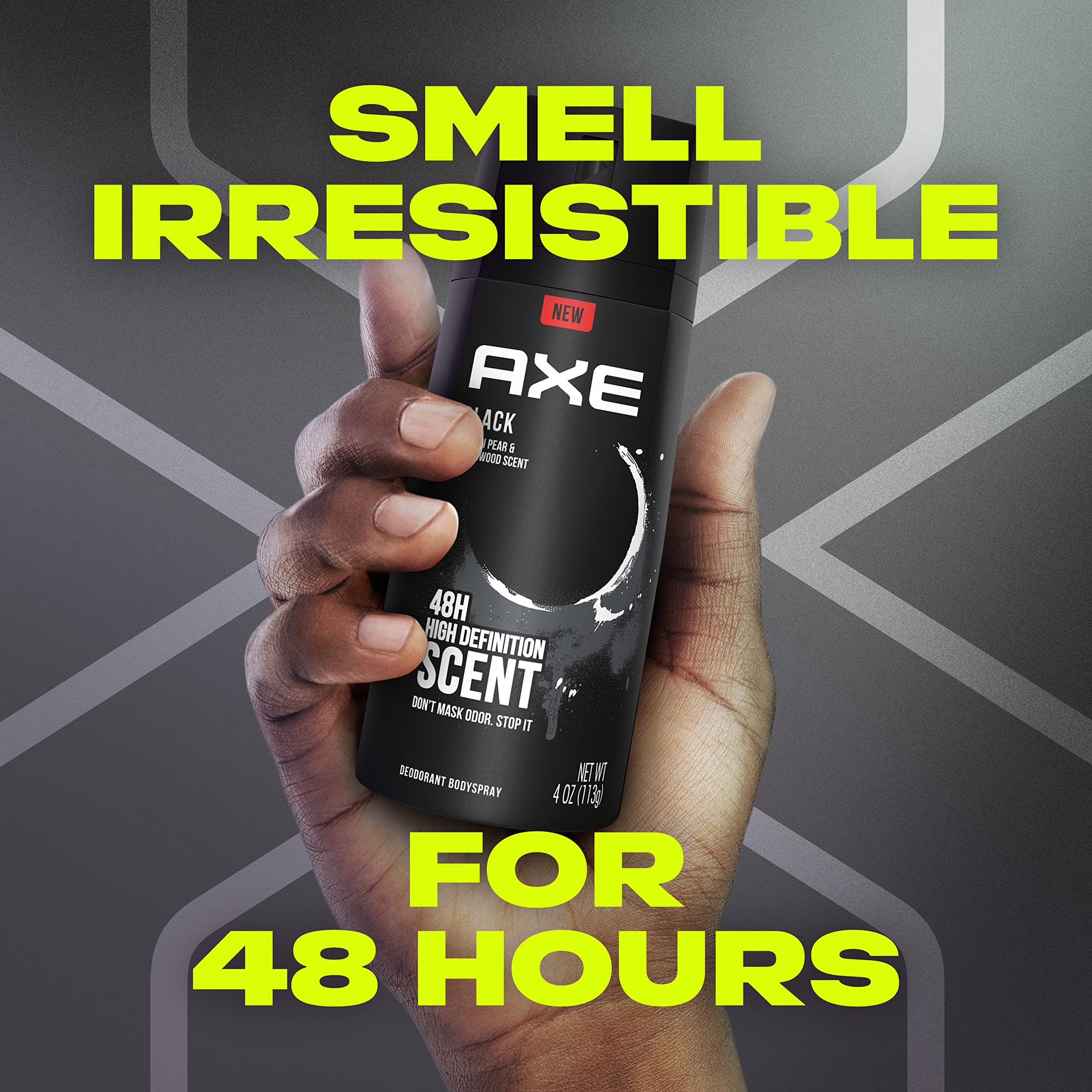 AXE Black packaging art contrasts dark tones with bold brand marks.