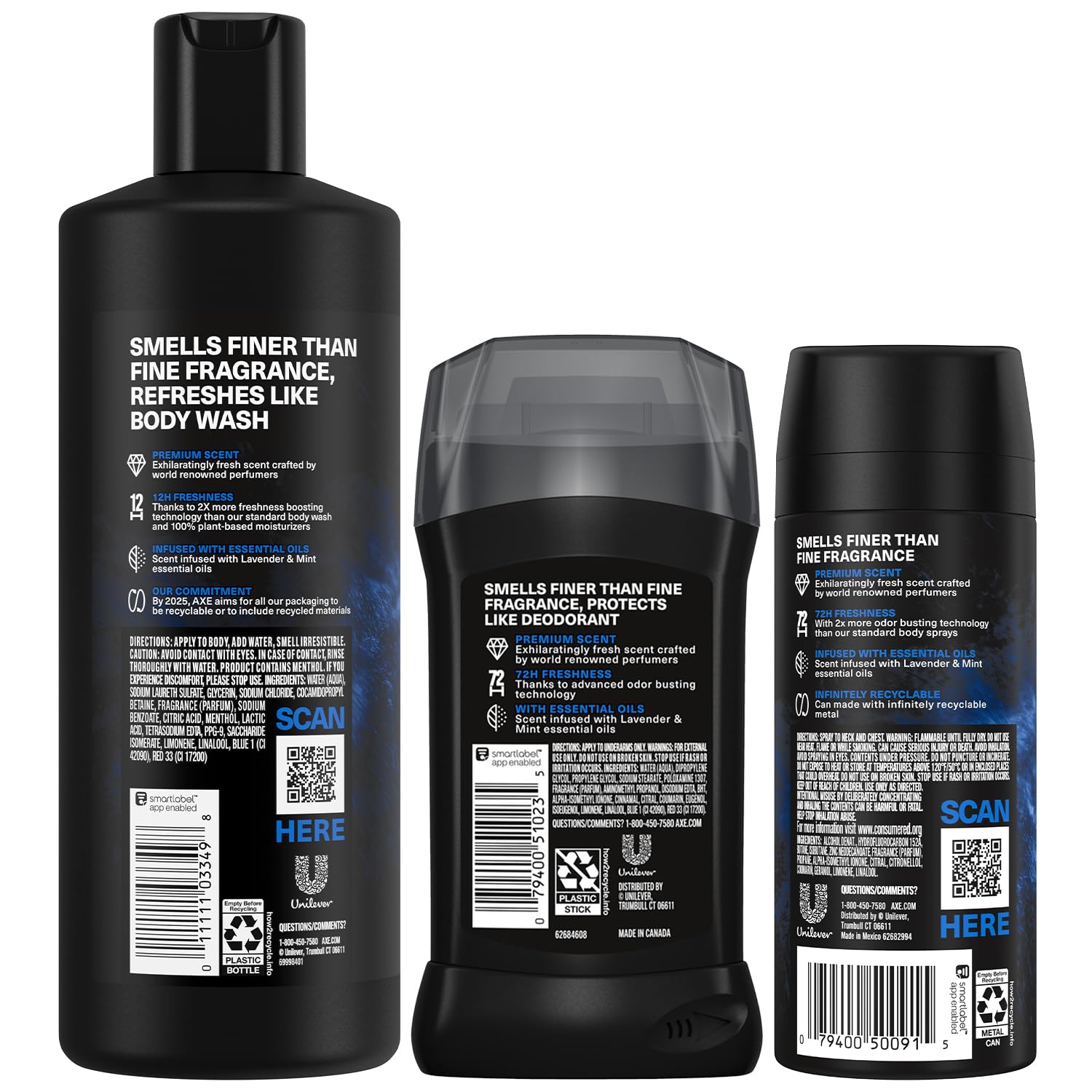 AXE Blue Lavender body spray can for all-day fragrance with mint and amber