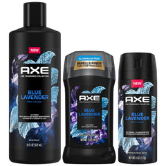 AXE Blue Lavender body wash bottle delivering long-lasting freshness with calming lavender