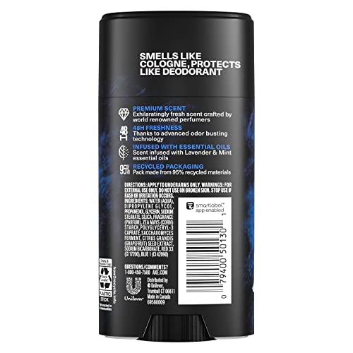 Close-up of AXE Blue Lavender deodorant stick ready for easy daily application.