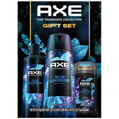 AXE Blue Lavender gift set box showing a complete grooming routine for modern men