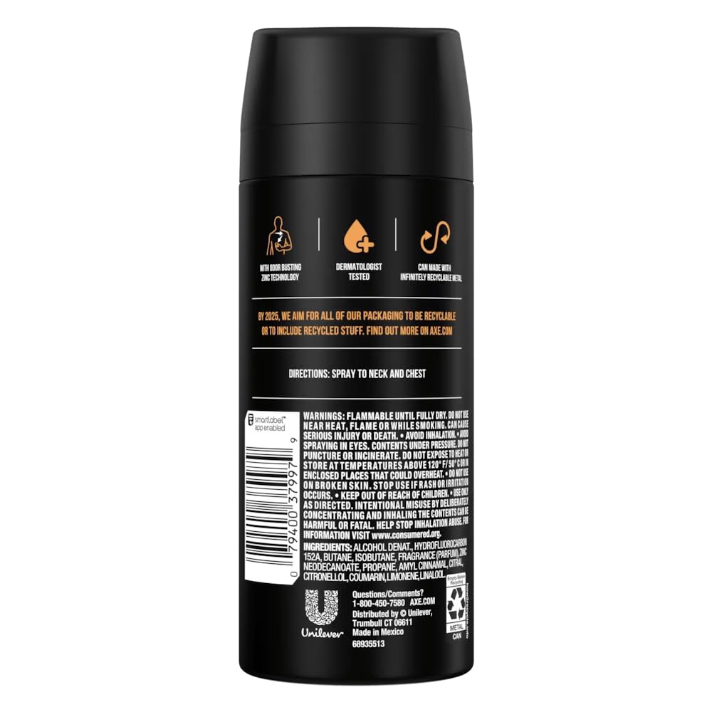 AXE Dark Temptation packaging close-up highlights scent notes and value