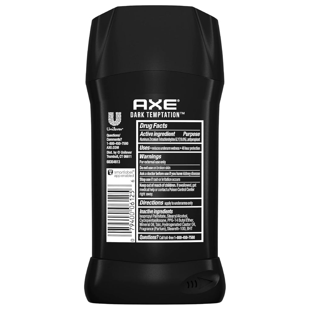 Angled display of AXE Dark Temptation stick for quick grab