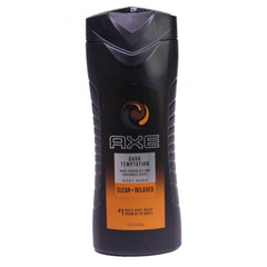 AXE Dark Temptation lather-application image highlights rich foam and long-lasting fragrance.