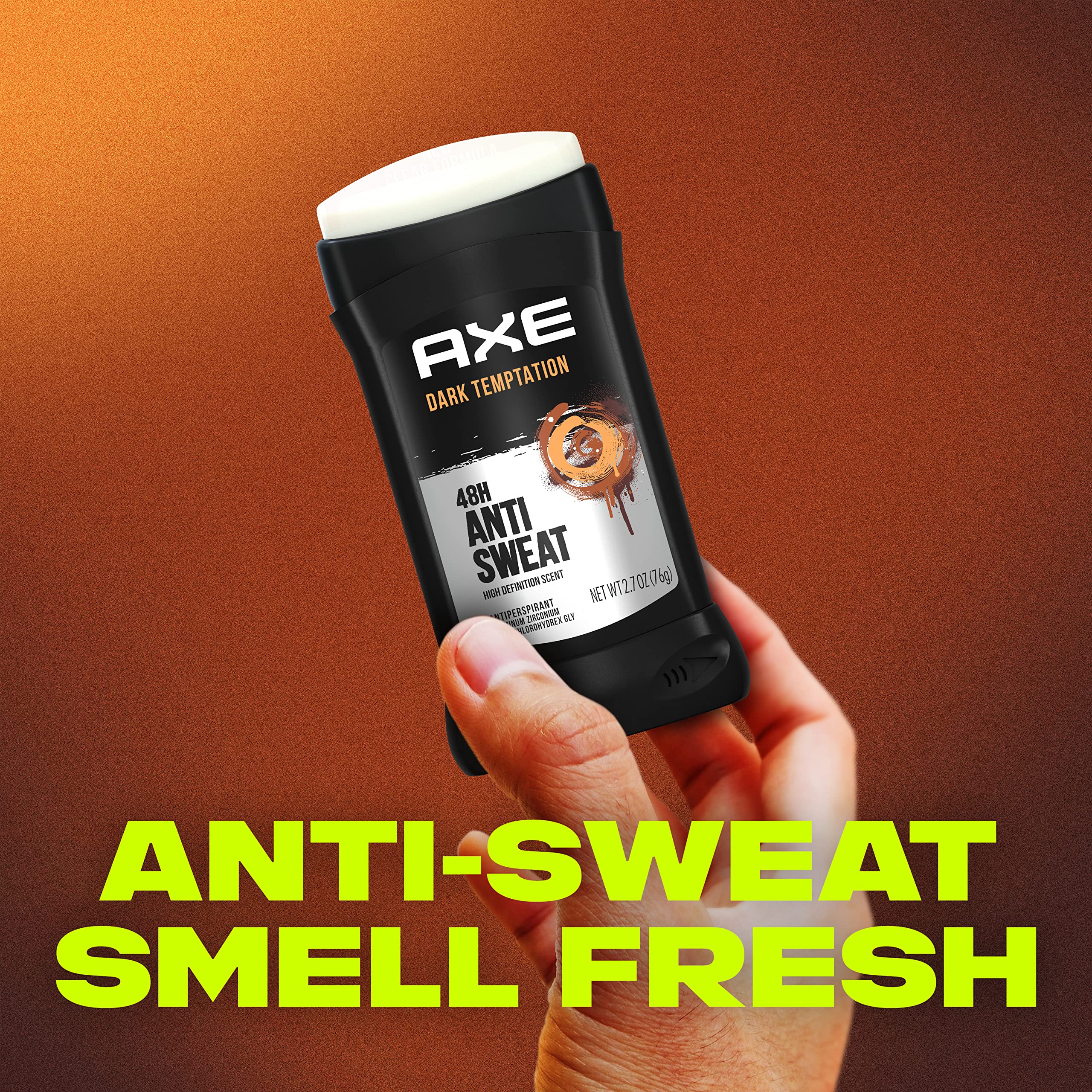 AXE Dark Temptation packaging back notes sustainability goals for packaging.