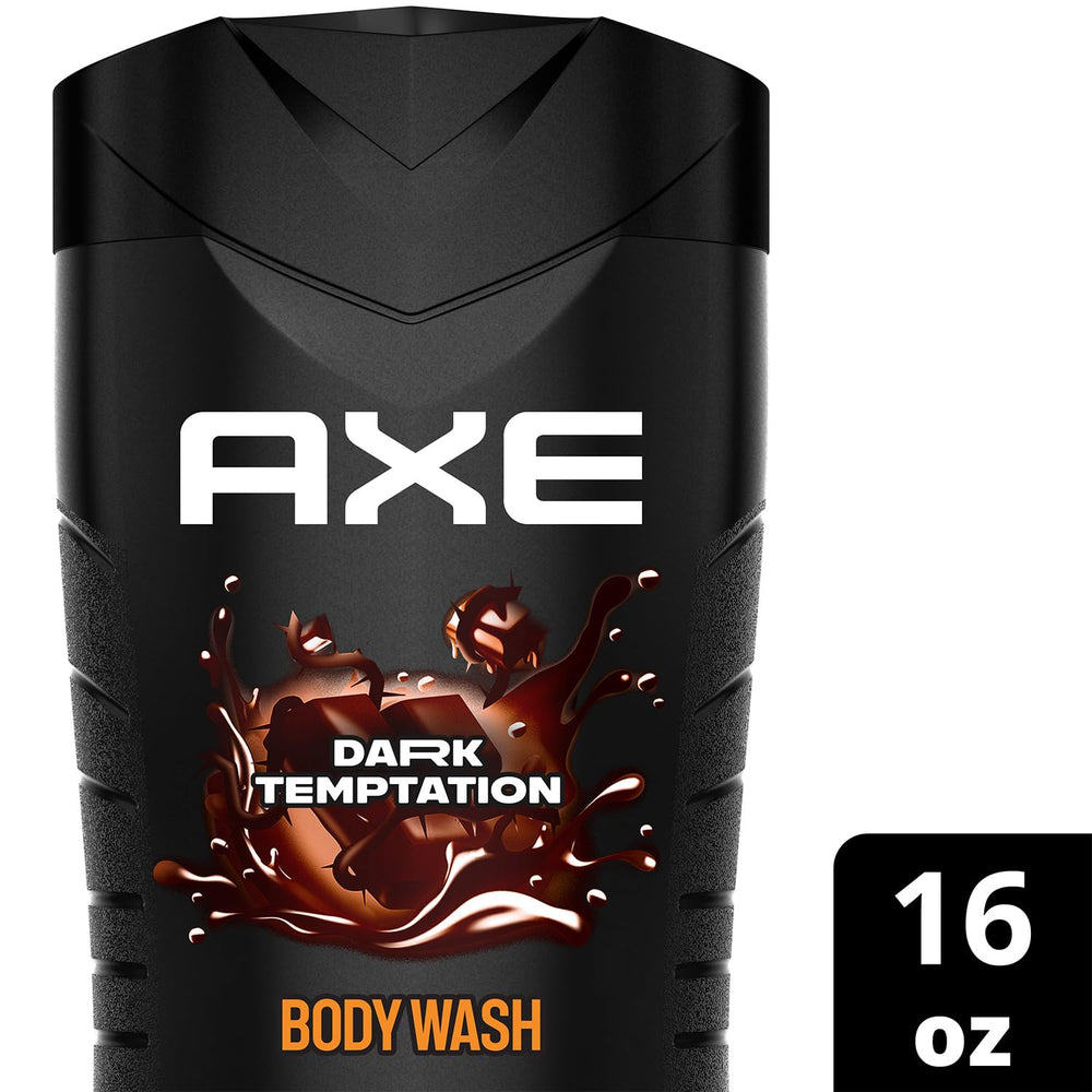 AXE Dark Temptation shower foam in use, lathering for revitalized skin.
