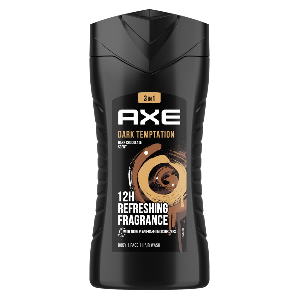 AXE Dark Temptation Shower Gel three-pack bottle front view for daily cleansing