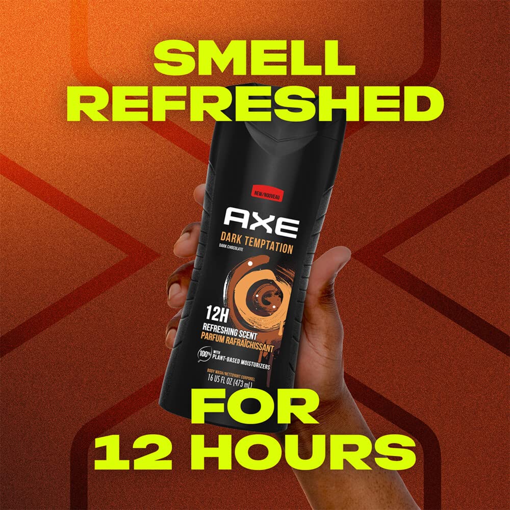 AXE Dark Temptation liquid pouring ready for shower rituals