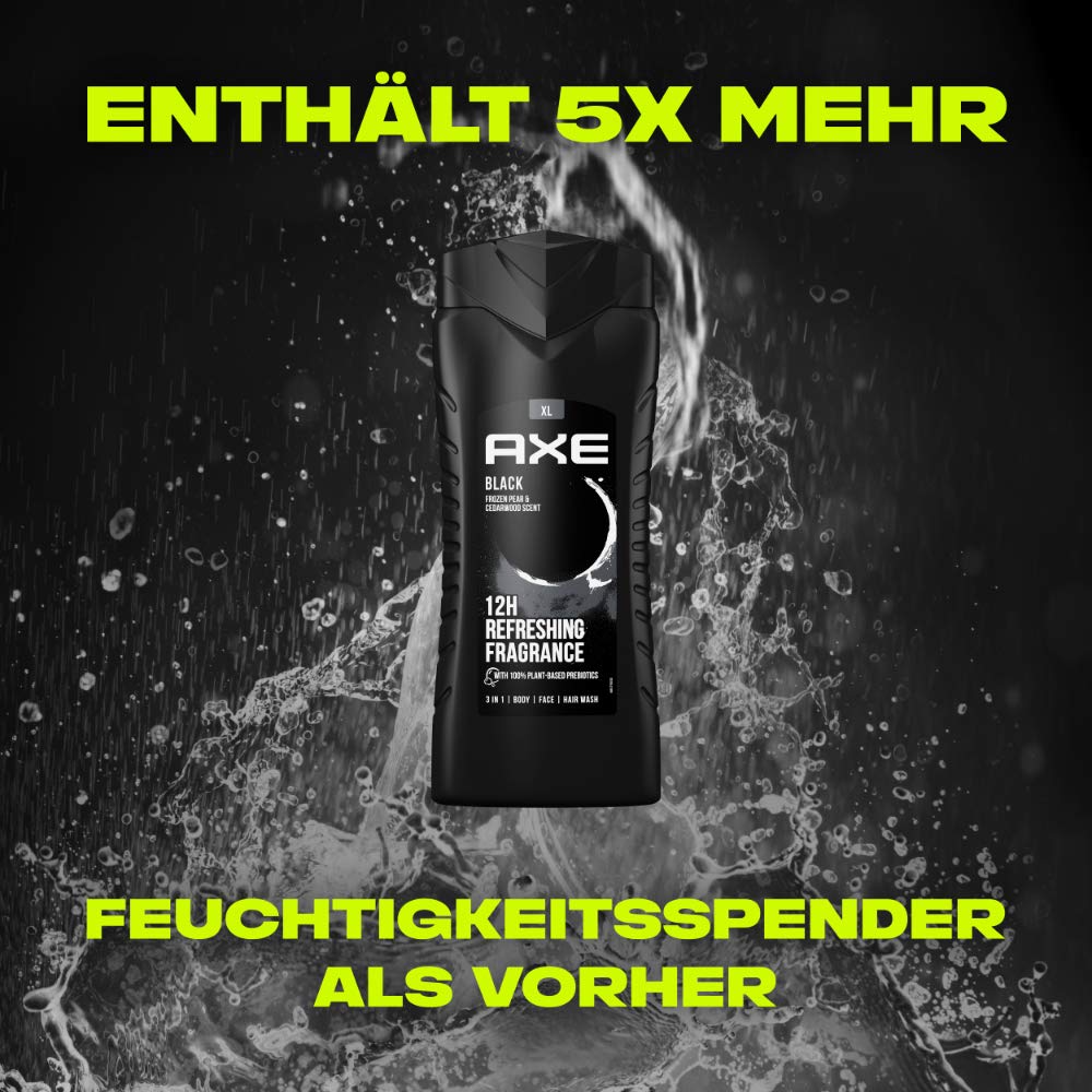 AXE Dark Temptation shower scene conveys invigorating aroma and all-day freshness after washing.