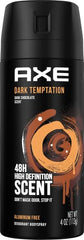 AXE Dark Temptation spray can demonstrates quick, long-lasting freshness.