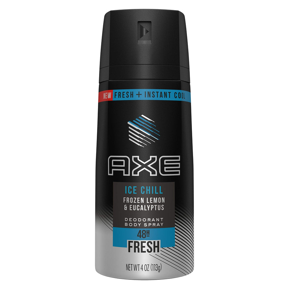 AXE Ice Chill deodorant spray nozzle demonstrates quick cooling application