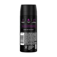 Axe Excite bottle back shows spray nozzle and compact 4 oz packaging for easy carry.
