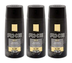 AXE Gold Oud Wood and Fresh Vanilla deodorant box showing dual-action odor protection