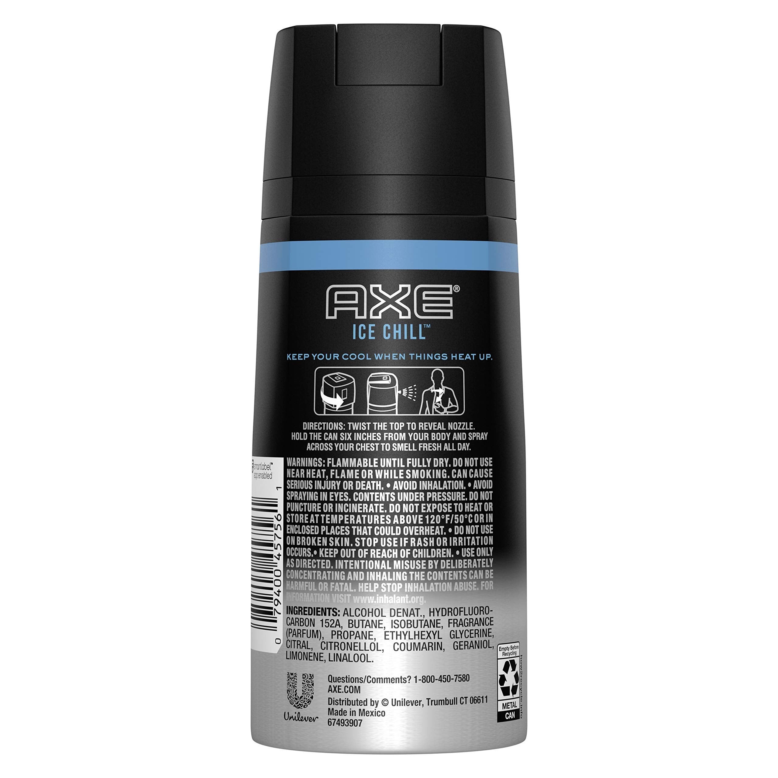 Axé Ice Chill can close-up with brand logo and scent theme.