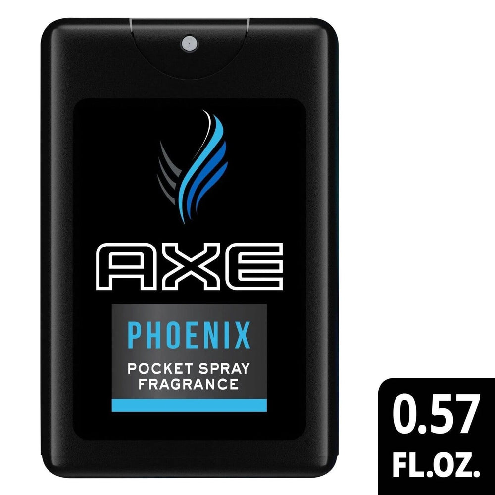 Close-up of AXE Phoenix bottle label, masculine scent.